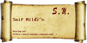 Seif Milán névjegykártya