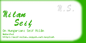 milan seif business card